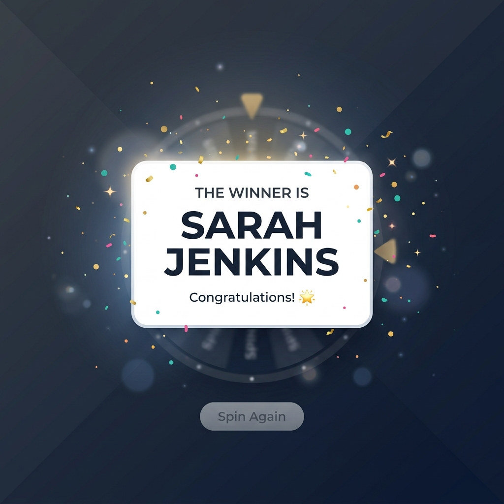 winner result shown after spinning custom name wheel